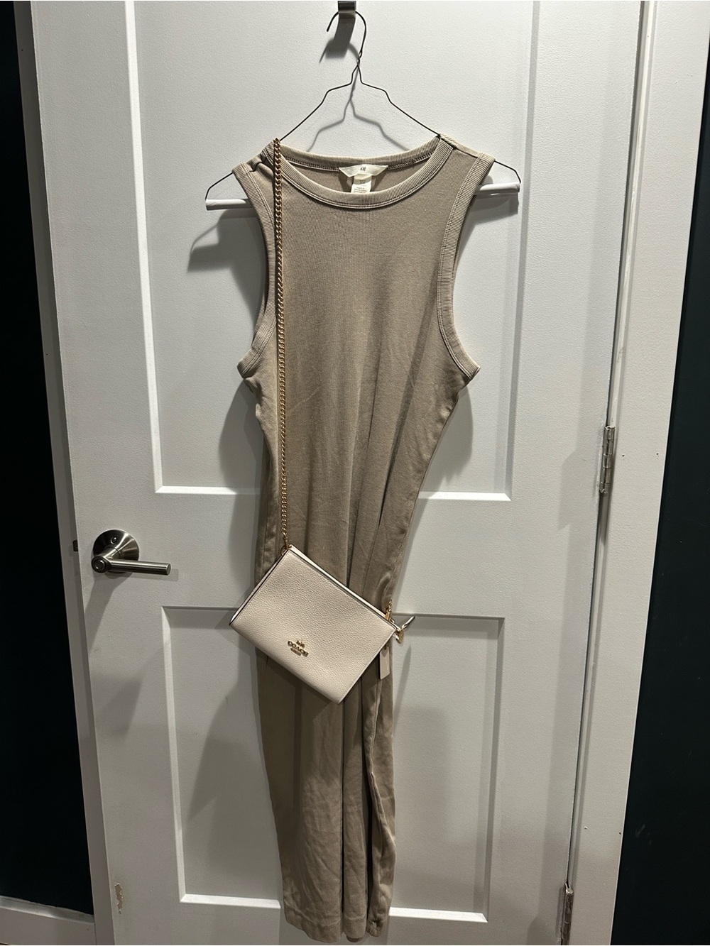 H&M Beige Sleeveless Midi Tank Dress